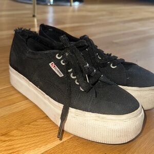 Superga black platform sneakers